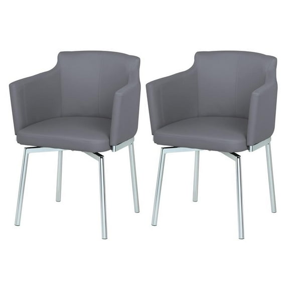 Pemberly Row Club Arm Chairs with Memory Swivel in Gray (Set of 2)