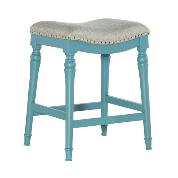 Pemberly Row Coastal Big and Tall 27" Wood Counter Stool in Blue