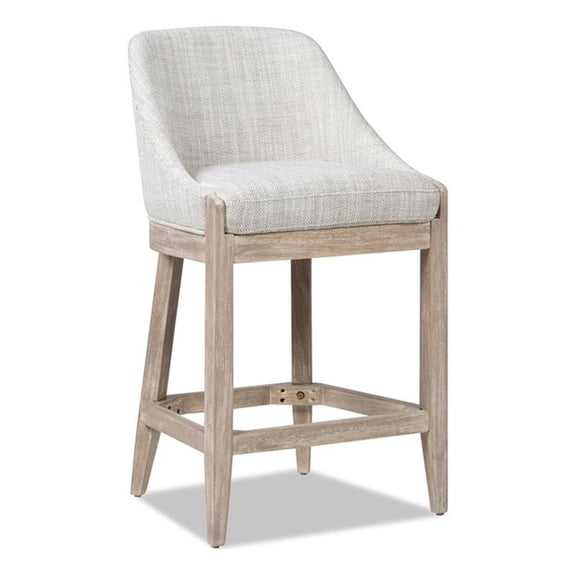 Pemberly Row Coastal Curved Back Upholstered Counter Stool Gray Polyester Wool