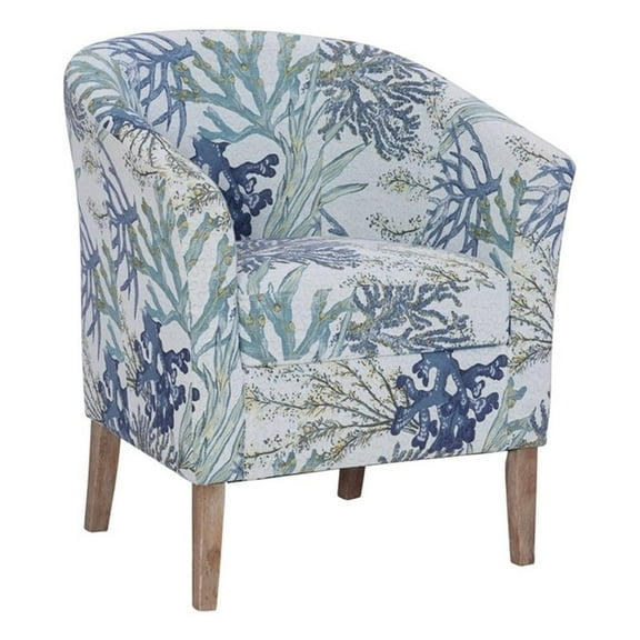 Pemberly Row Coastal Fabric Oceanside Club Chair in Multi-Color