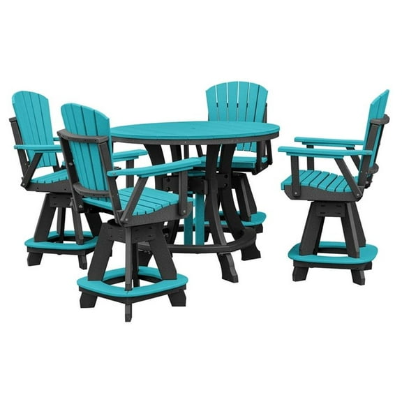 Pemberly Row Coastal Five Piece Round Counter Height Dining Set