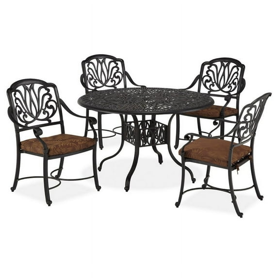 Pemberly Row Coastal Gray Aluminum 5 Piece Dining Set