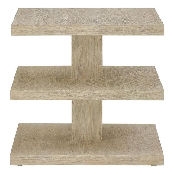 Pemberly Row Coastal Oak End Table with Drawer in Dockside Tan