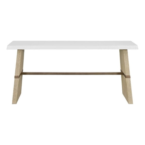Pemberly Row Coastal Pine Console Table with Shelf in Dockside Tan