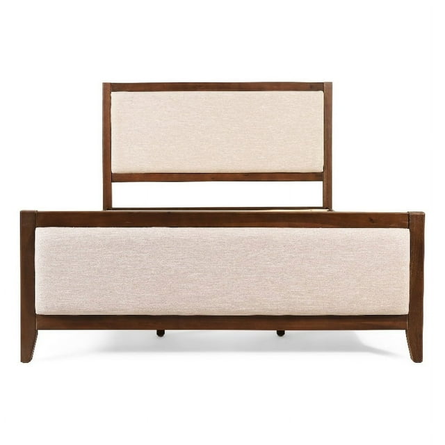 Pemberly Row Coastal Wood Cal King Bed in Light Brown Glaze Finish