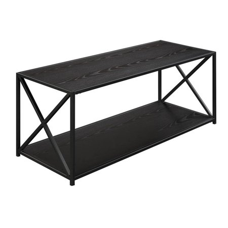 Pemberly Row Coffee Table in Black Wood Finish and Metal Frame
