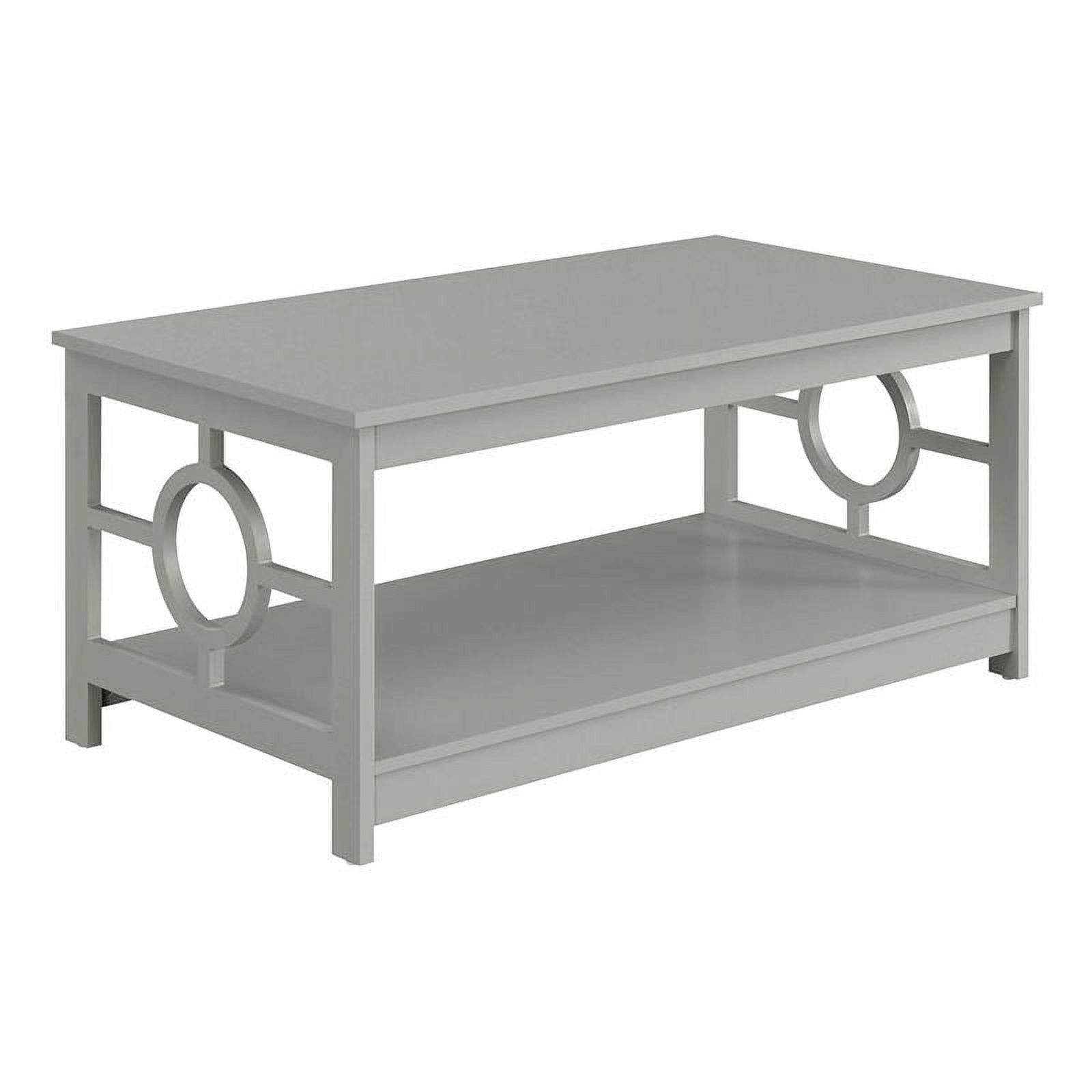 Pemberly Row Coffee Table in Gray Wood Finish with Lower Shelf