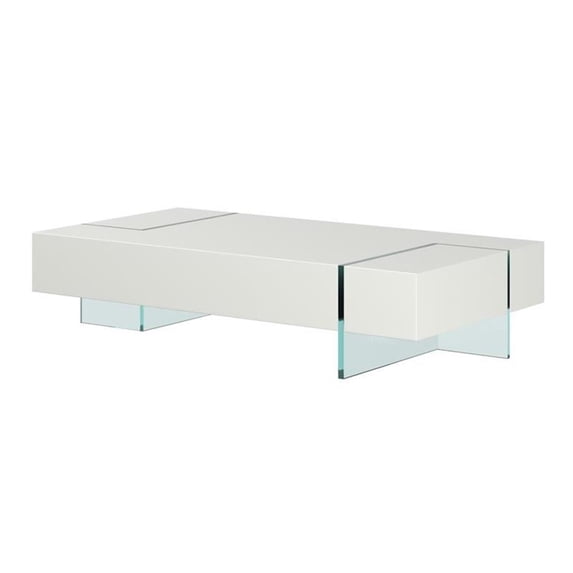 Pemberly Row Coffee Table with 19mm Tempered Glass Base in White