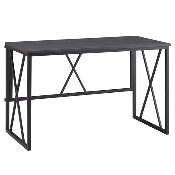 Pemberly Row Collapsible X Desk - Gray Herringbone/Matte Black
