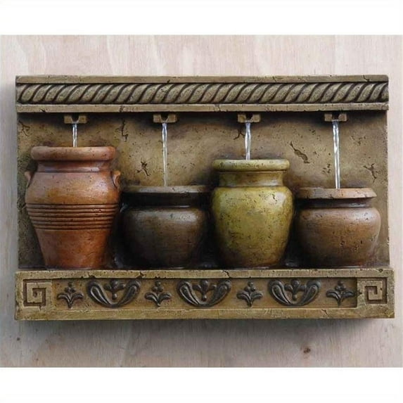 Pemberly Row Colorful Pots Wall Water Fountain