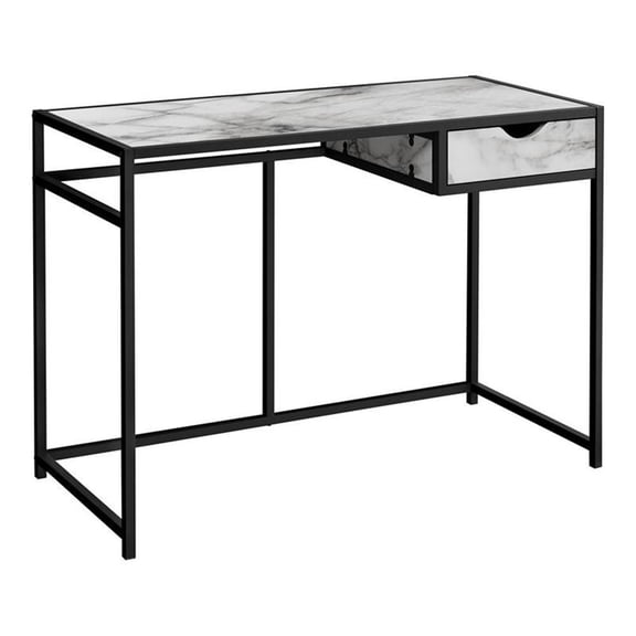 Pemberly Row Computer Desk Home Office Laptop 42"L Metal White Marble Look