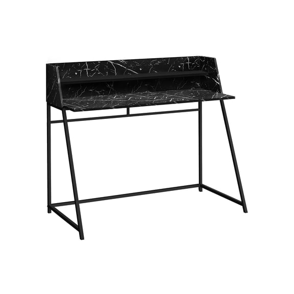 Pemberly Row Computer Desk Home Office Laptop 48"L Metal Black Marble Look