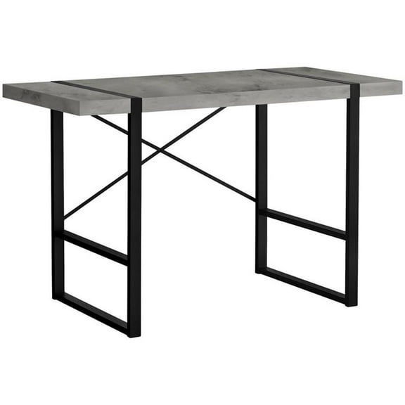 Pemberly Row Computer Desk Home Office Laptop 48"L Metal Laminate Grey Black