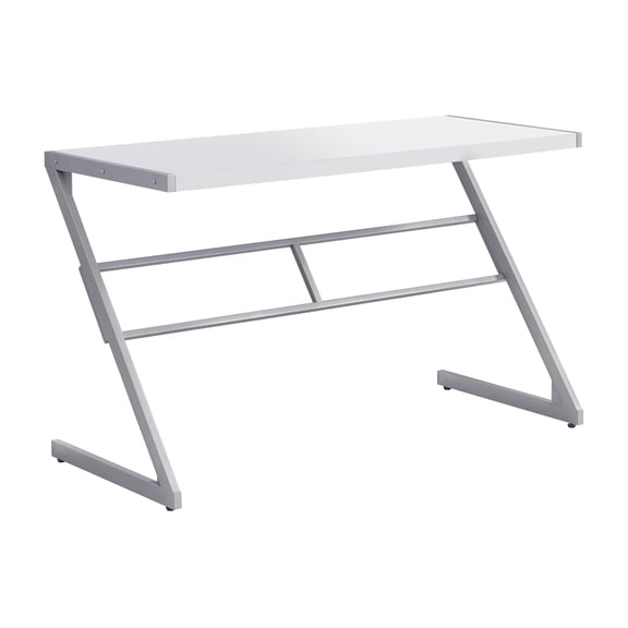 Pemberly Row Computer Desk Home Office Laptop 48"L Metal Laminate White Grey