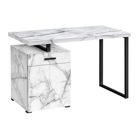 Pemberly Row Computer Desk Home Office Laptop 48"L Metal White Marble Look