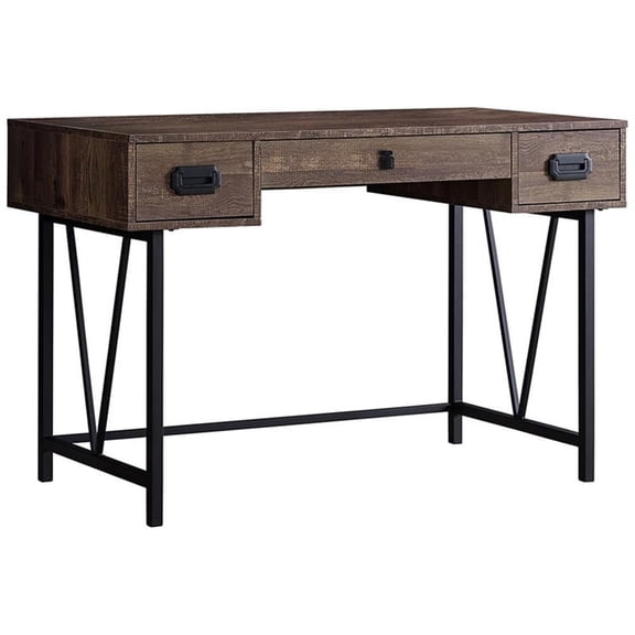 Pemberly Row Computer Desk Home Office Laptop Storage Drawers 48"L Metal Brown