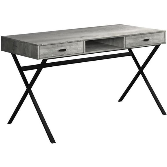 Pemberly Row Computer Desk Home Office Laptop Storage Drawers 48"L Metal Grey