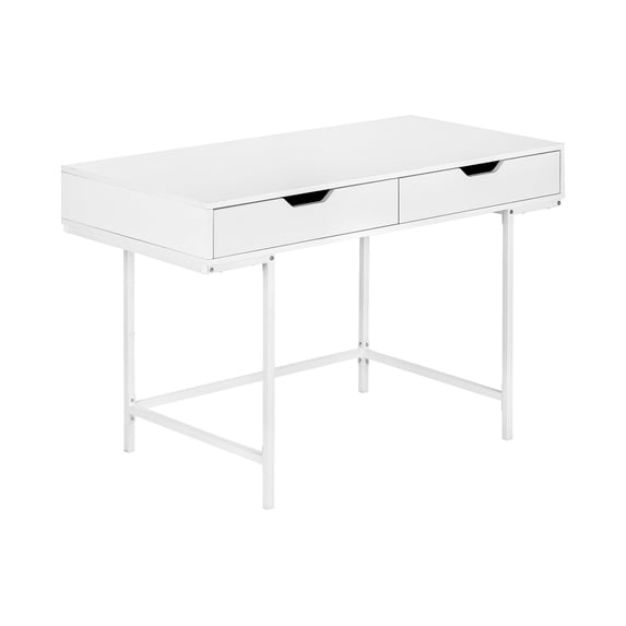 Pemberly Row Computer Desk Home Office Laptop Storage Drawers 48"L Metal White