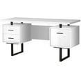 thumbnail image 1 of Pemberly Row Computer Desk Home Office Laptop Storage Drawers 60"L - Metal White, 1 of 5