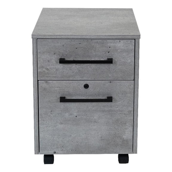 Pemberly Row Concrete Gray 2-Drawer Wood Laminate Filing Cabinet Fully Assembled