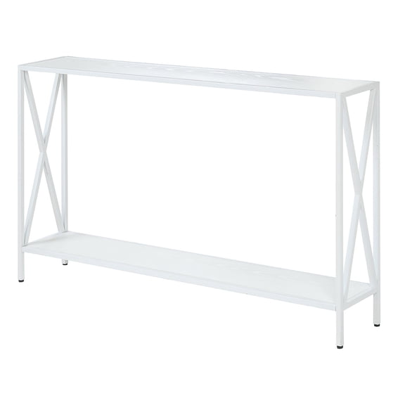 Pemberly Row Console Table in White Wood Finish and Metal Frame