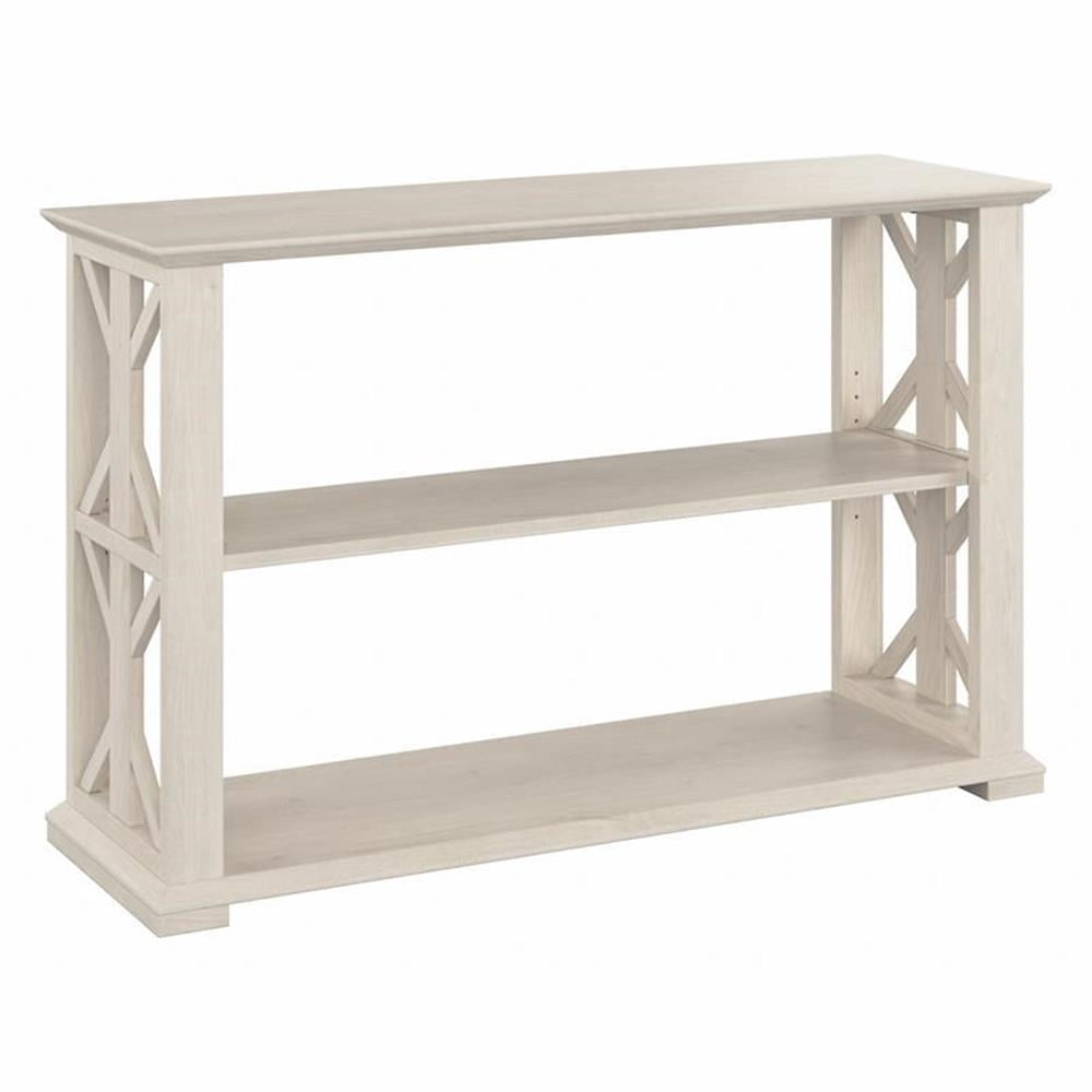 Pemberly Row Console Table with Shelves in Linen White Oak - Engineered ...