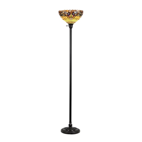 Pemberly Row Contemporary 1 Light Victorian Torchiere Floor Lamp 14" Shade
