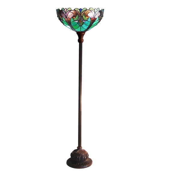 Pemberly Row Contemporary 1 Light Victorian Torchiere Floor Lamp 15" Shade