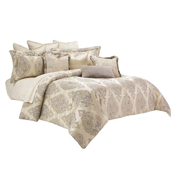 Pemberly Row Contemporary 10-Piece King Comforter Set - Champagne