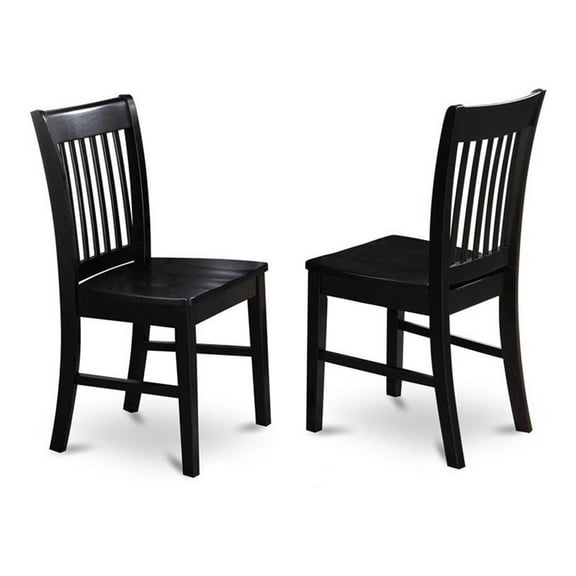 Pemberly Row Contemporary 11" Wood Dining Chairs in Black (Set of 2)