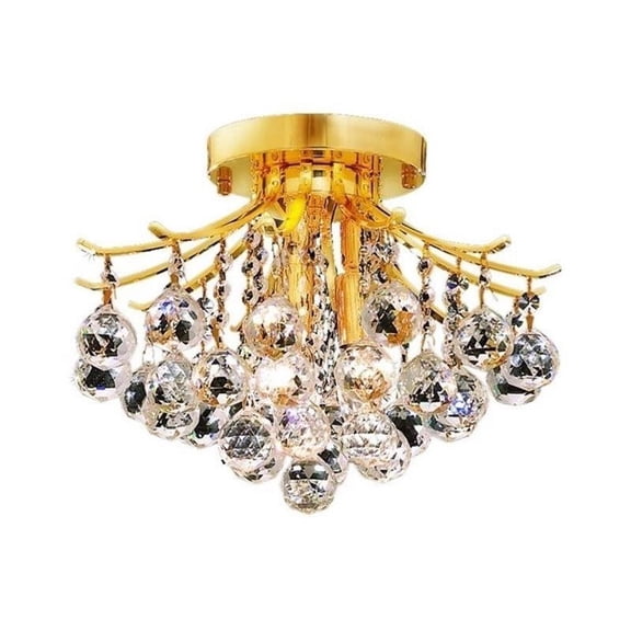 Pemberly Row Contemporary 12" 3 Light Royal Crystal Flush Mount