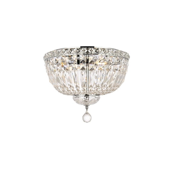 Pemberly Row Contemporary 14" 4 Light Royal Crystal Flush Mount