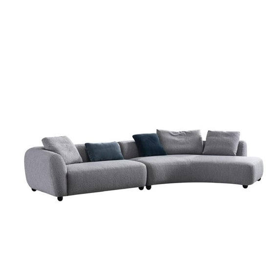 Pemberly Row Contemporary 154" Sectional Fabric Sofa in Gray