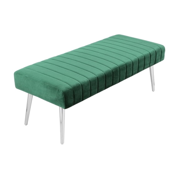 Pemberly Row Contemporary 17" Velvet Upholstered Bench in Green