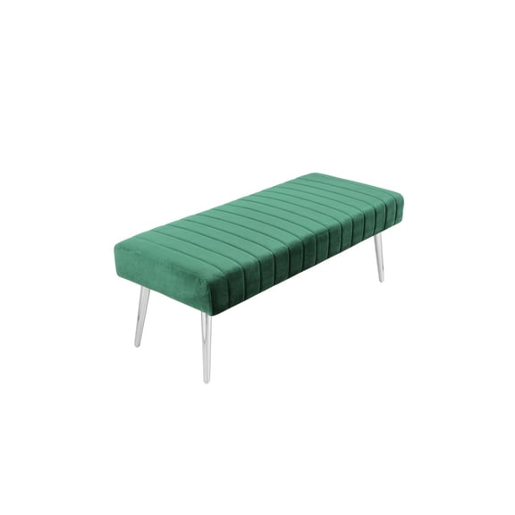 Pemberly Row Contemporary 17" Velvet Upholstered Bench in Green
