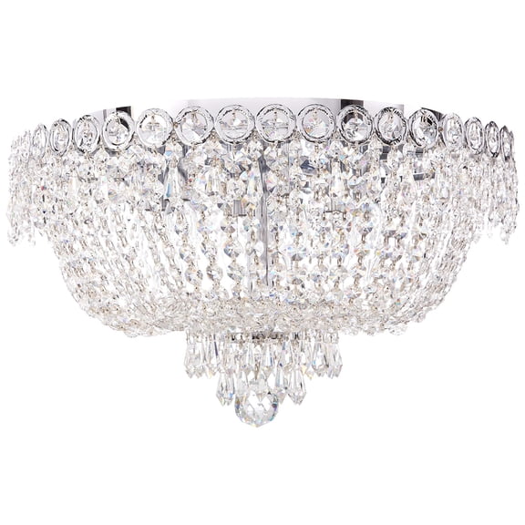 Pemberly Row Contemporary 18" 6 Light Royal Crystal Flush Mount