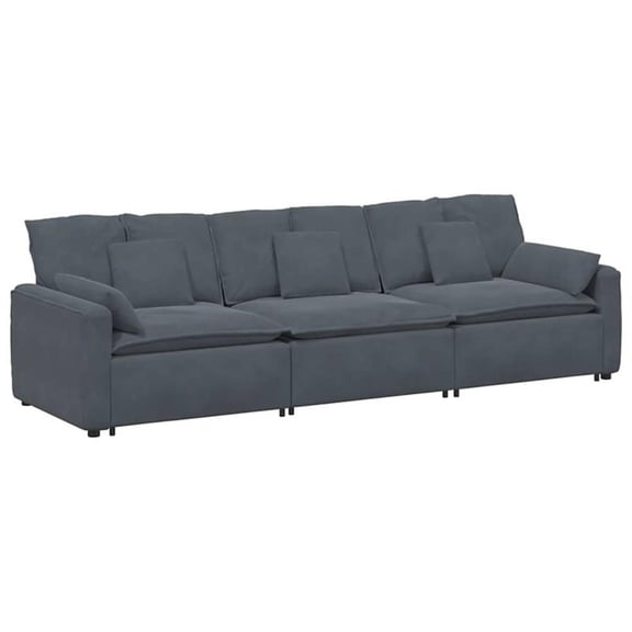 Pemberly Row Contemporary 18.9"H Modular Velvet Sofa in Dark Grey
