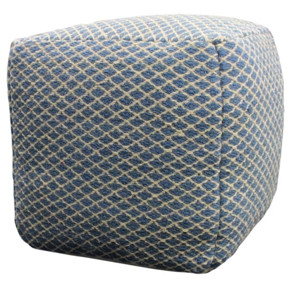 Pemberly Row Contemporary 18" Pouf Upholstered in Soft Blue Fabric