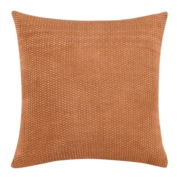 Pemberly Row Contemporary 18" Suede Leather Throw Pillow in Brown