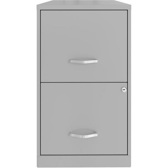 Pemberly Row Contemporary 18in 2 Drawer Metal File Cabinet Arctic Silver