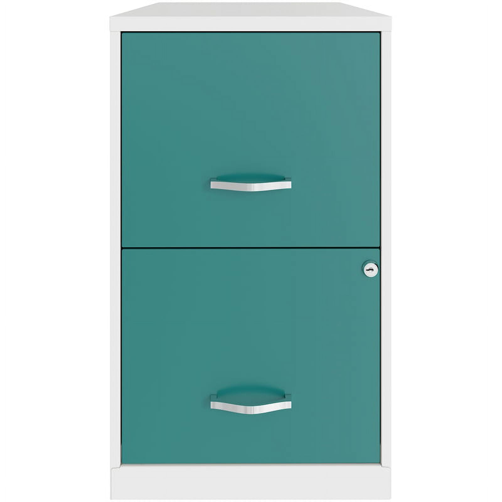 Pemberly Row Contemporary 18in. 2 Drawer Metal File White/Teal