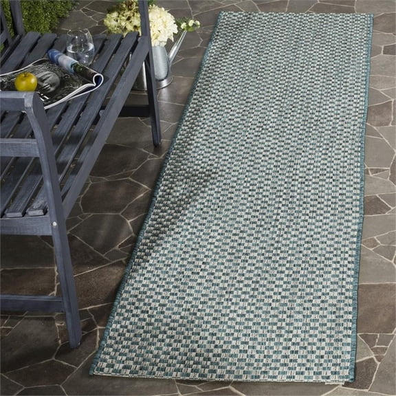 Pemberly Row Contemporary 2'-3" x 12' Runner Rug in Turquoise Light Gray