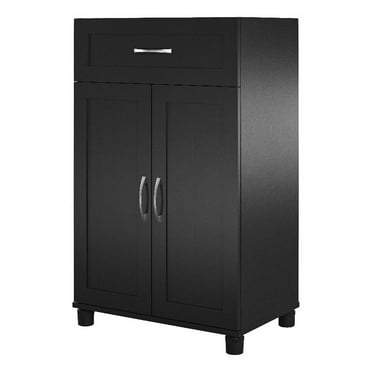Pemberly Row Contemporary 2 Door/1 Drawer Base Cabinet in Black