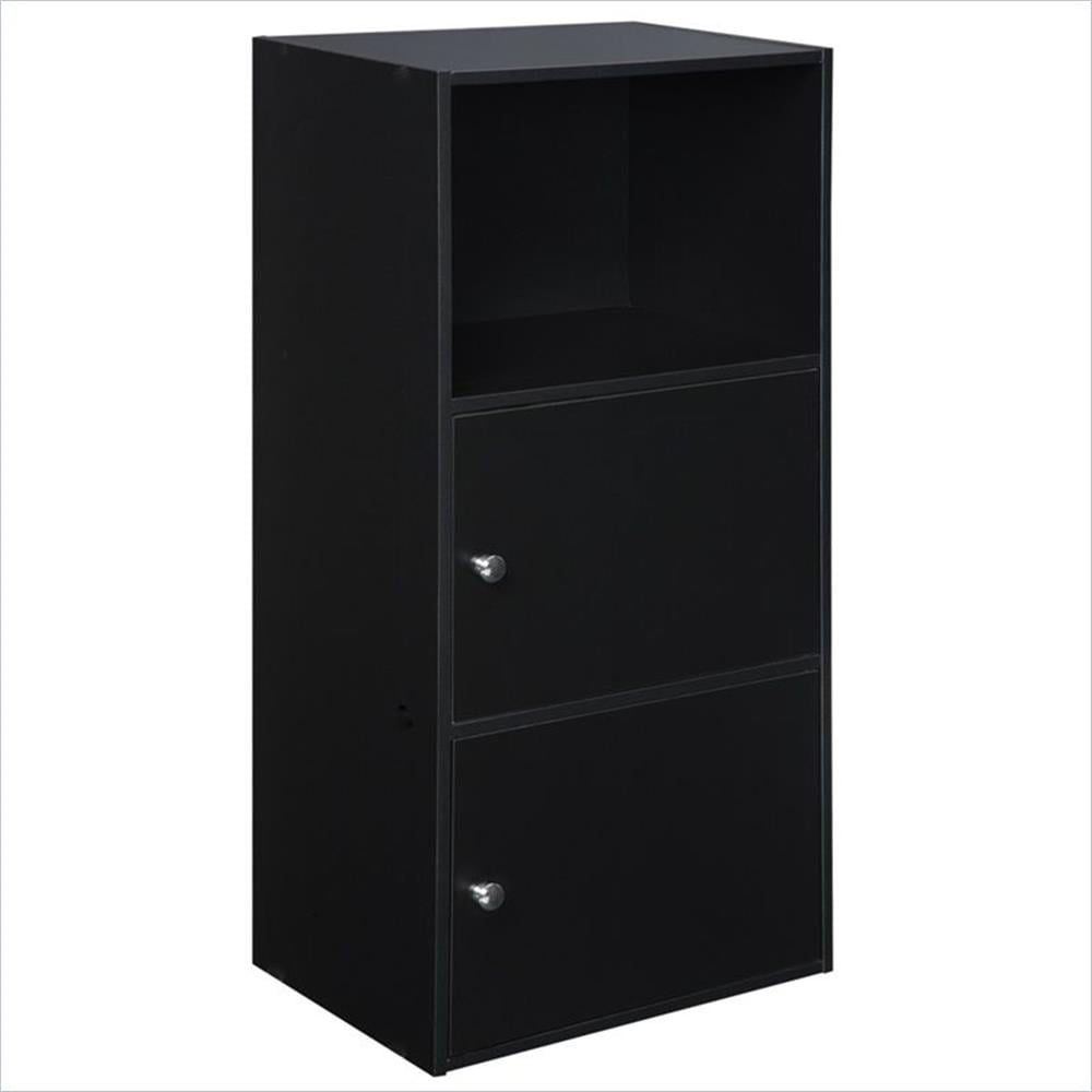 Black Modular Office Storage Cabinet with Chrome Knobs