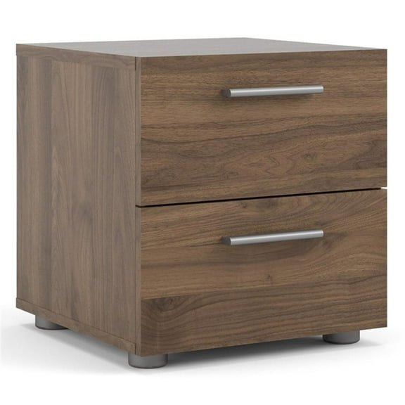 Pemberly Row Contemporary 2 Drawer Nightstand in Walnut
