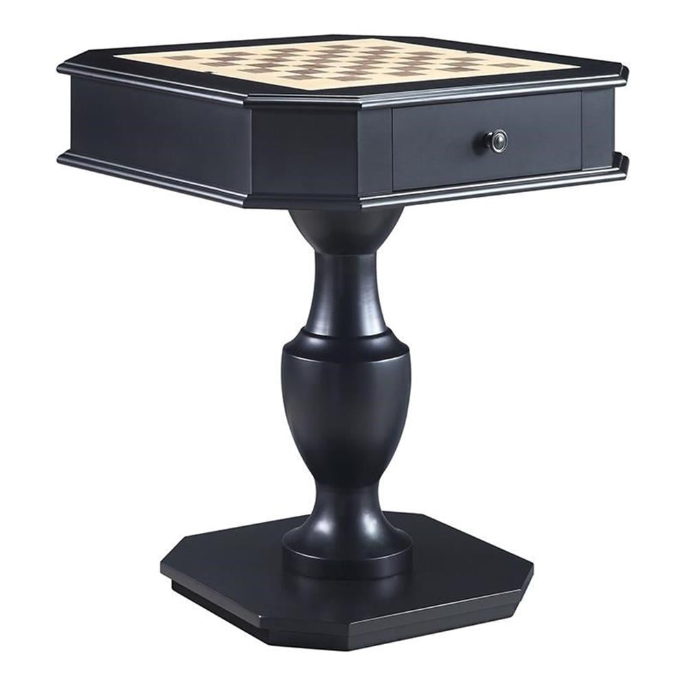 Black Wooden 2-Drawer Pedestal Game Table