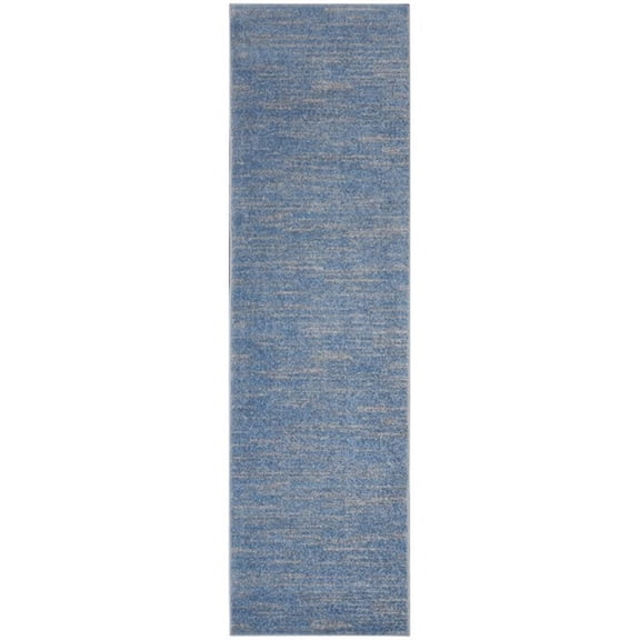 Pemberly Row Contemporary 2' x 6' Blue/Grey Outdoor Indoor/Outdoor Rug
