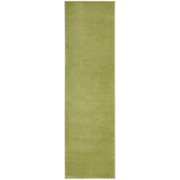 Pemberly Row Contemporary 2' x 6' Green Outdoor Indoor/Outdoor Rug