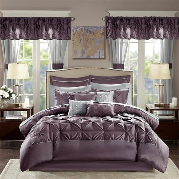 Pemberly Row Contemporary 24-Piece Room in a Bag in Plum Finish