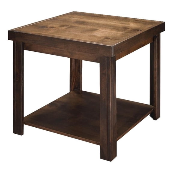 Pemberly Row Contemporary 24" Side Table with One Lower Shelf in Whiskey Finish
